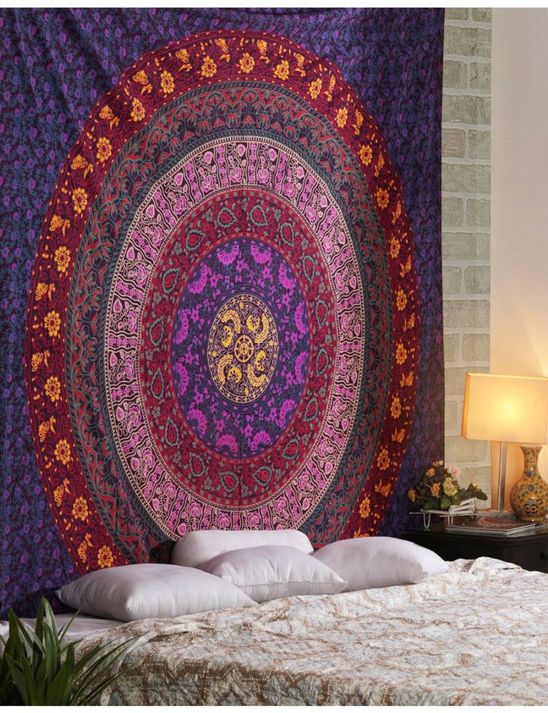 KAAM Queen Multi Floral Mandala Room Decorative Wall Hanging