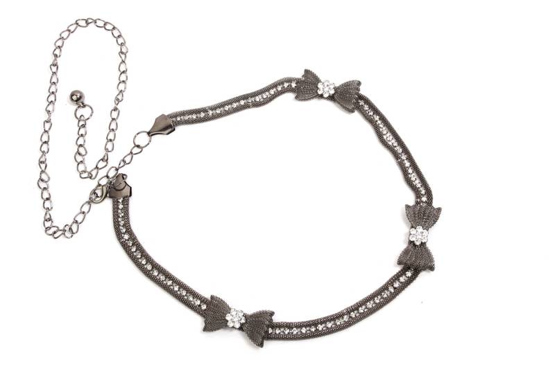 Crystal Studded Mesh Chain Belt