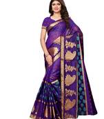 Purple woven chanderi silk saree with blouse