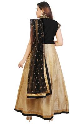 Cream bhagalpuri silk plain semi stitched anarkali suits with unstitched jacket 2