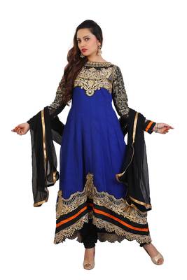 Blue Georgette Embroidered Anarkali Suit 1