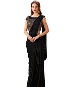 Black Plain Lycra Saree With Blouse