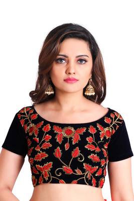 Orange soft silk embroidered border saree with unstitch blouse 4