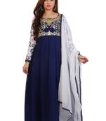 Navy blue georgette embroidered semi stitched Anarkali Suit