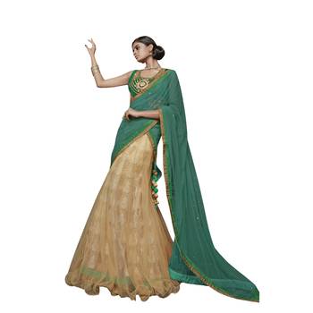 Mahotsav Teal Green Color Net Embroidered Lehenga Choli 1