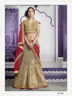 Mahotsav Beige Gota Bridal Wear Lehenga Choli 1