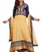 Beige Georgette embroidered semi stitched Anarkali Suit