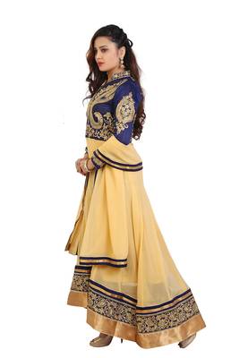 Beige Georgette embroidered semi stitched Anarkali Suit 3