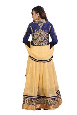 Beige Georgette embroidered semi stitched Anarkali Suit 4