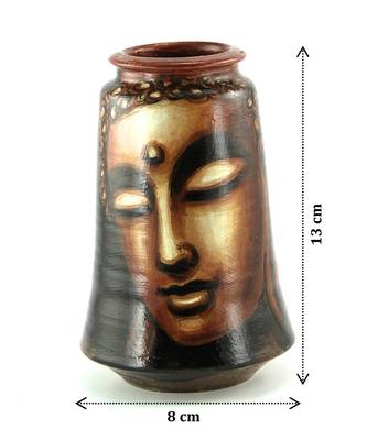 Handmade Pots With Handpainted Bhudha Face Brown Teracotta Home Decor/ Flower Pot 4