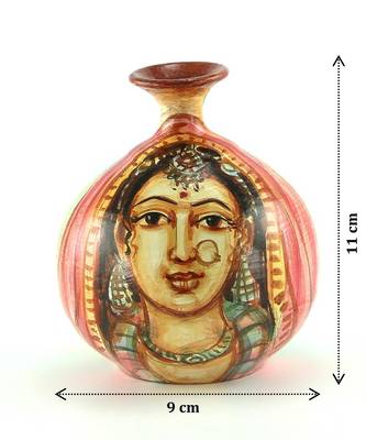 Handmade Pots With Handpainted Village Lady Multicolor Design Teracotta Home Decor/ Flower Pot 4