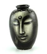 Handmade Pots With Handpainted Bhudha Face Black Teracotta Design Home Decor/ Flower Pot