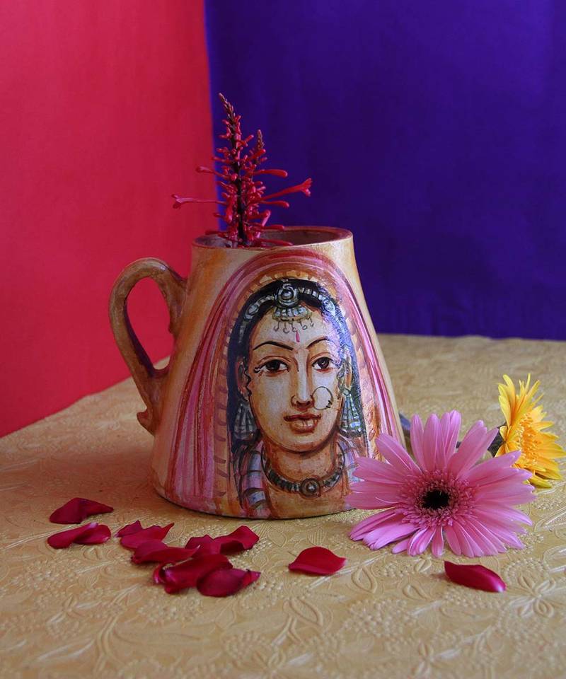 Handmade Rajasthani Lady Pink Design Terracotta Idols And Figurines