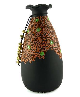 Handmade 3D Color Work Black Vase Terracotta Idols And Figurines/Home Decor/ Showpieces/Pots 2