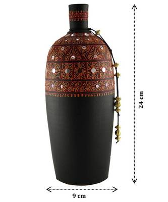 Handmade 3D Color Work Black Vase Terracotta Idols And Figurines/Home Decor/ Showpieces/Pots 3