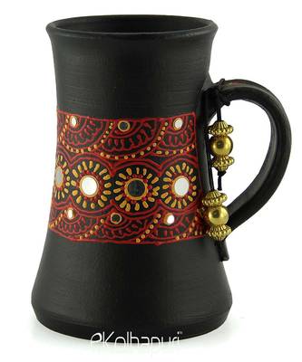 Handmade Pots With Handpainted 3D Color Work Teracotta Black Home Decor/ Flower Pot 1