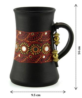 Handmade Pots With Handpainted 3D Color Work Teracotta Black Home Decor/ Flower Pot 3