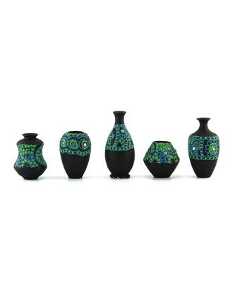 Handmade 3D Work Mini Five Show Piece Terracotta Pot Set Idols And Figurines/Home Decor/ Showpieces 1