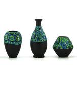 Handmade 3D Work Mini Three Show Piece Terracotta Pot Set Idols And Figurines/Home Decor/ Showpieces