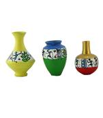 Handmade 3D Work Mini Three Show Piece Terracotta Pot Set Idols And Figurines/Home Decor/ Showpieces