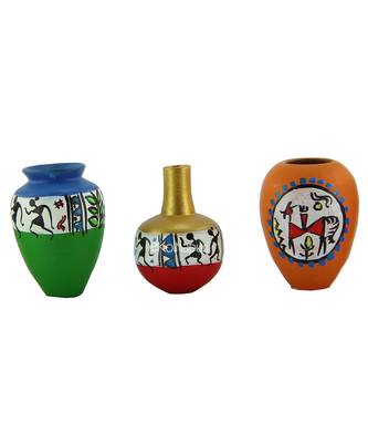 Handmade Pots With Handpainted Mini Three Home Decor/ Flower Pot Teracotta Pot 1