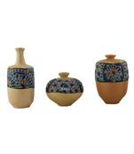 Handmade 3D Work Mini Three Show Piece Terracotta Pot Set Idols And Figurines/Home Decor/ Showpieces