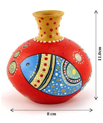 Multicolored Made Of Teracotta Clay Handicrafts Showpiece Terracotta Vase/Pot 3
