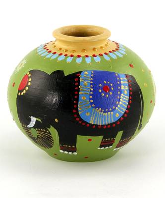 Multicolored Made Of Teracotta Clay Handicrafts Showpiece Terracotta Vase/Pot 1