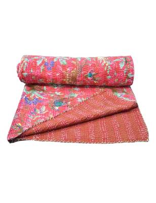 Kantha Quilt Queen Cotton Vintage Throw Blanket Multi Design Indian Handmade GDR0001 3