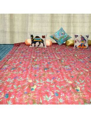 Kantha Quilt Queen Cotton Vintage Throw Blanket Multi Design Indian Handmade GDR0001 4
