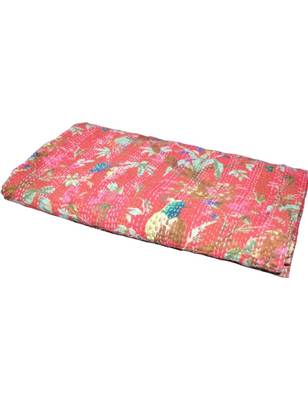 Kantha Quilt Queen Cotton Vintage Throw Blanket Multi Design Indian Handmade GDR0001 5