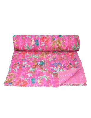 Kantha Quilt Queen Cotton Vintage Throw Blanket Multi Design Indian Handmade GDR0004 3