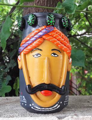 Multicolored Made Of Teracotta Clay & M Seal Handicrafts Showpeice Terracotta Vase/Pot 4