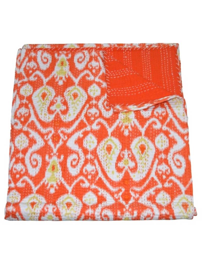 Kantha Quilt Queen Cotton Vintage Throw Blanket Multi Design Indian Handmade GDR0009
