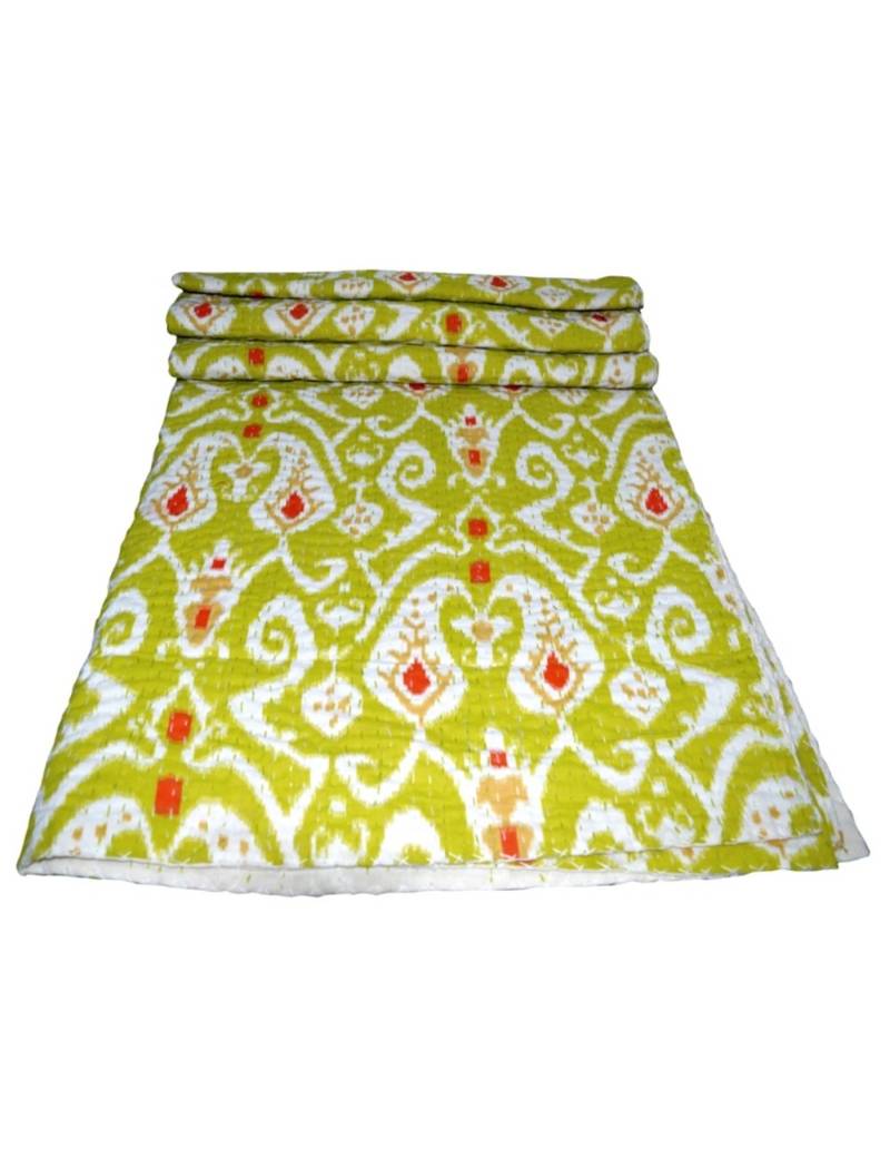 Kantha Quilt Queen Cotton Vintage Throw Blanket Multi Design Indian Handmade GDR0011