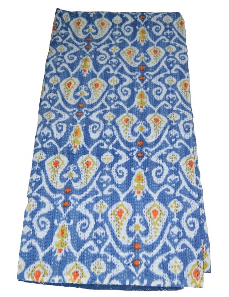 Kantha Quilt Queen Cotton Vintage Throw Blanket Multi Design Indian Handmade GDR0012
