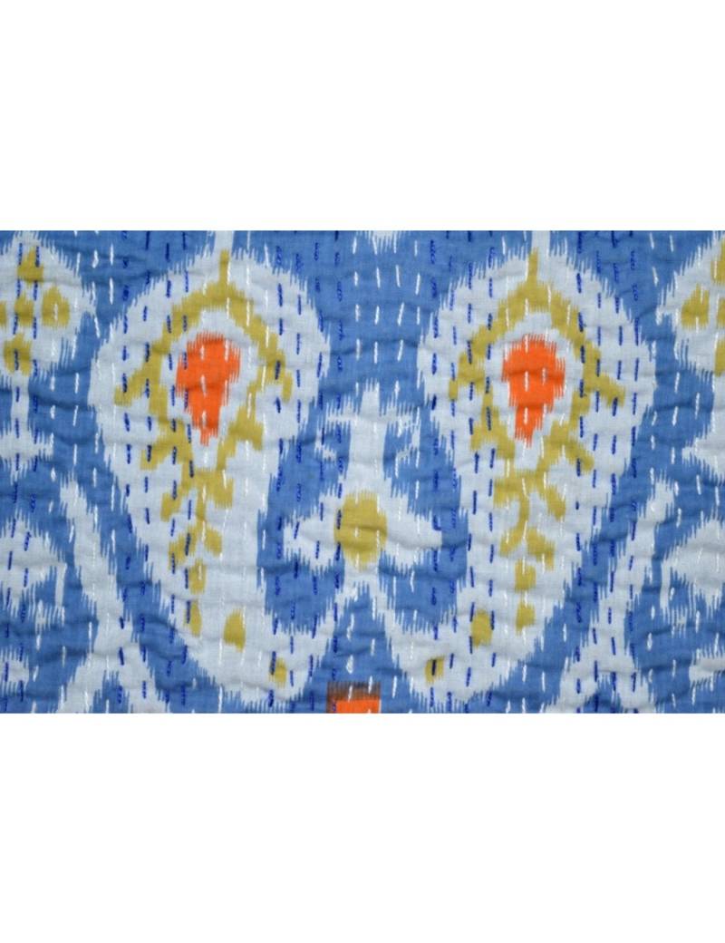 Kantha Quilt Queen Cotton Vintage Throw Blanket Multi Design Indian Handmade GDR0012