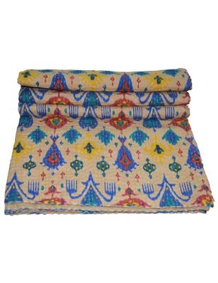 Kantha Quilt Queen Cotton Vintage Throw Blanket Multi Design Indian Handmade GDR0017 5