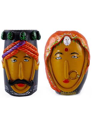 Handmade Colorful Pair Of Male And Female M Seal & Terracotta Showpeice For Home Decor 1