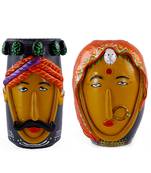 Handmade Colorful Pair Of Male And Female M Seal & Terracotta Showpeice For Home Decor
