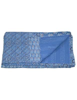 Kantha Quilt Queen Cotton Vintage Throw Blanket Multi Design Indian Handmade GDR0019 3