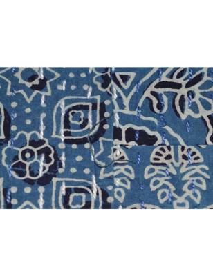 Kantha Quilt Queen Cotton Vintage Throw Blanket Multi Design Indian Handmade GDR0019 5