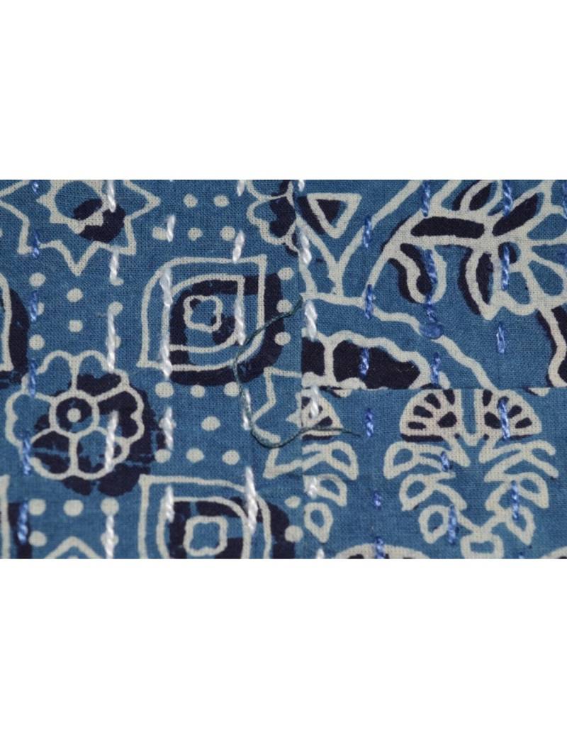 Kantha Quilt Queen Cotton Vintage Throw Blanket Multi Design Indian Handmade GDR0019