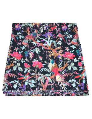 Kantha Quilt Queen Cotton Vintage Throw Blanket Multi Design Indian Handmade GDR0034 2