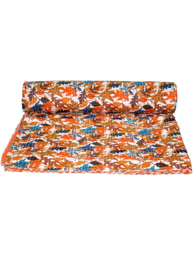 Kantha Quilt Queen Cotton Vintage Throw Blanket Multi Design Indian Handmade GDR0041