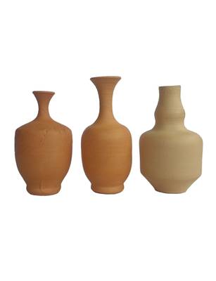Handmade Natural Mini Three Show Piece Terracotta Pot Set Idols And Figurines/Home Decor/ Showpieces 1