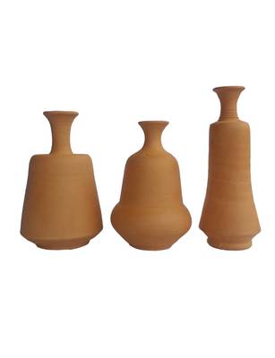 Handmade Genuine Mini Three Show Piece Terracotta Pot Set Idols And Figurines/Home Decor/ Showpieces 1