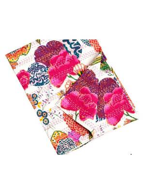 Kantha Quilt Queen Cotton Vintage Throw Blanket Multi Design Indian Handmade GDR0053 3