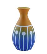Hand Painted Blue And Rust Color Terracotta Round Vase Table Top Vases Flower Vase Flower Pots