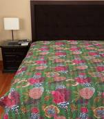 Kantha Quilt Queen Cotton Vintage Throw Blanket Multi Design Indian Handmade GDR0056